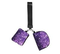 Hnnkloy Hermoso brillo morado,Bolso de muñeca para deportes al aire libre, monedero portátil, cartera de muñeca con llavero desmontable