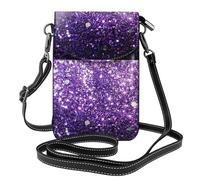 Hnnkloy Hermoso brillo morado,Bolsos para celular para mujer, bolsos pequeños cruzados - Cartera para celular de cuero sintético con ranuras para tarjetas de crédito