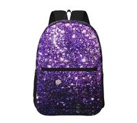 Hnnkloy Hermoso brillo morado,Mochila informal de 17 pulgadas con bolsillos, resistente al agua, para la escuela.