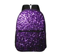 Hnnkloy Hermoso brillo morado,Mochila informal de 17 pulgadas con bolsillos, resistente al agua, para la escuela.