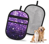 Hnnkloy Hermoso Brillo Morado, Paquete de 2 Guantes para Eliminar el Pelo de Mascotas, Guantes de Aseo antiestáticos para Perros y Gatos.
