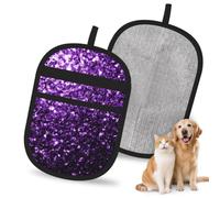 Hnnkloy Hermoso Brillo Morado, Paquete de 2 Guantes para Eliminar el Pelo de Mascotas, Guantes de Aseo antiestáticos para Perros y Gatos.