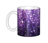 Hnnkloy Hermoso brillo morado,Taza de cerámica grande para café, ideal para cocina, restaurante, oficina o cafetería, 330 ml.