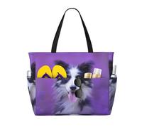 Hnnkloy Hermoso cachorro de Border Collie,Bolso de playa de gran capacidad, bolso de hombro de viaje para mujer, bolso de mano impermeable.