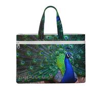 Hnnkloy Hermoso pavo real,Bolsa de lona para documentos con cremallera, bolso de mano, maletín para la escuela y la oficina.