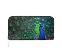 Hnnkloy Hermoso Pavo Real,Carteras de Cuero PU de Gran Capacidad para Hombres y Mujeres.