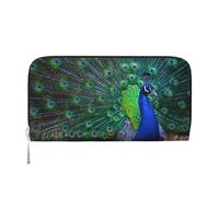 Hnnkloy Hermoso Pavo Real,Carteras de Cuero PU de Gran Capacidad para Hombres y Mujeres.