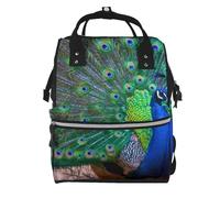 Hnnkloy Hermoso pavo real.Mochila de maternidad de gran capacidad, bolso cambiador, mochila de viaje para actividades al aire libre.