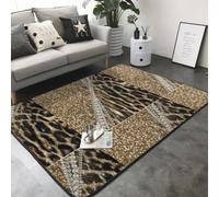 Hnnkloy Hermoso y Elegante Pelaje sintético con Estampado de Leopardo para Chicas., Alfombra Grande Antideslizante para Sala de Estar o Dormitorio, 208 x 148 cm.