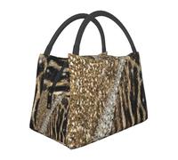 Hnnkloy Hermoso y elegante pelaje sintético con estampado de leopardo para chicas.,Bolsa de almuerzo portátil, bolsa isotérmica, fiambrera duradera, bolsa térmica reutilizable.