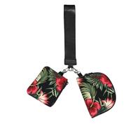 Hnnkloy Hibisco rojo vintage tropical Strelitzia Floral,Bolso de muñeca para deportes al aire libre, monedero portátil, cartera de muñeca con llavero desmontable