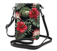 Hnnkloy Hibisco rojo vintage tropical Strelitzia Floral,Bolsos para celular para mujer, bolsos pequeños cruzados - Cartera para celular de cuero sintético con ranuras para tarjetas de crédito
