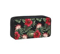 Hnnkloy Hibisco Rojo Vintage Tropical Strelitzia Floral,Estuche de lápices de Gran Capacidad, portátil, para bolígrafos, Bolsa de papelería para la Escuela y la Oficina.