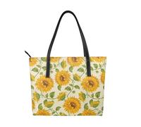 Hnnkloy Historias de girasoles frescos impresas,Bolso de mano de piel sintética, bolso tote de gran capacidad, bolso de hombro para mujer, ideal para el trabajo y los viajes.