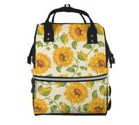 Hnnkloy Historias de girasoles frescos impresas.Mochila de maternidad de gran capacidad, bolso cambiador, mochila de viaje para actividades al aire libre.
