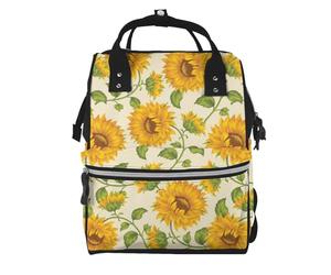Hnnkloy Historias de girasoles frescos impresas.Mochila de maternidad de gran capacidad, bolso cambiador, mochila de viaje para actividades al aire libre.