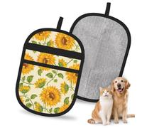 Hnnkloy Historias de Girasoles Frescos Impresas, Paquete de 2 Guantes para Eliminar el Pelo de Mascotas, Guantes de Aseo antiestáticos para Perros y Gatos.