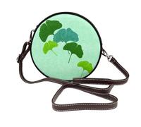 Hnnkloy Hoja de Ginkgo Biloba en acuarela,Bolso de hombro de piel sintética, bolso cruzado redondo - Bolso circular para mujer
