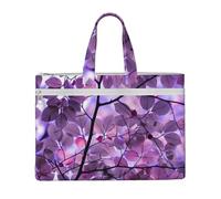 Hnnkloy Hoja morada,Bolsa de lona para documentos con cremallera, bolso de mano, maletín para la escuela y la oficina.