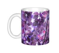 Hnnkloy Hoja morada,Taza de cerámica grande para café, ideal para cocina, restaurante, oficina o cafetería, 330 ml.