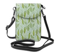 Hnnkloy Hojas de guisantes verdes azules,Bolsos para celular para mujer, bolsos pequeños cruzados - Cartera para celular de cuero sintético con ranuras para tarjetas de crédito
