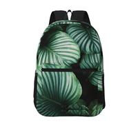 Hnnkloy Hojas de plantas tropicales verdes impresas,Mochila informal de 17 pulgadas con bolsillos, resistente al agua, para la escuela.