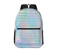 Hnnkloy Holograma de colores del arco iris colorido holográfico,Mochila informal de 17 pulgadas con bolsillos, resistente al agua, para la escuela.