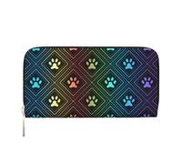 Hnnkloy Huella de Pata de Perro arcoíris,Carteras de Cuero PU de Gran Capacidad para Hombres y Mujeres.