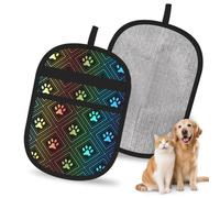 Hnnkloy Huella de Pata de Perro arcoíris, Paquete de 2 Guantes para Eliminar el Pelo de Mascotas, Guantes de Aseo antiestáticos para Perros y Gatos.