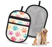 Hnnkloy Huella de Pata de Perro Colorida, Paquete de 2 Guantes para Eliminar el Pelo de Mascotas, Guantes de Aseo antiestáticos para Perros y Gatos.