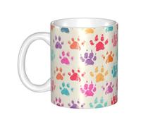 Hnnkloy Huella de pata de perro colorida,Taza de cerámica grande para café, ideal para cocina, restaurante, oficina o cafetería, 330 ml.