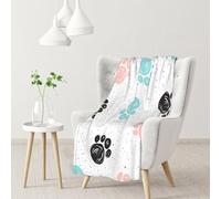 Hnnkloy Huella de Pata de Perro,Manta Suave para sofá Cama, cálida, antipilling, de Franela Afelpada, 76 x 102 cm.