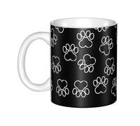 Hnnkloy Huella de patas negras,Taza de cerámica grande para café, ideal para cocina, restaurante, oficina o cafetería, 330 ml.