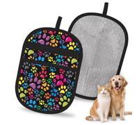 Hnnkloy Huella de Perro Colorida, Paquete de 2 Guantes para Eliminar el Pelo de Mascotas, Guantes de Aseo antiestáticos para Perros y Gatos.