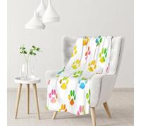Hnnkloy Huella de Perro en Acuarela,Manta Suave para sofá Cama, cálida, antipilling, de Franela Afelpada, 76 x 102 cm.