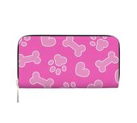 Hnnkloy Huella de Perro Rosa con Forma de corazón de Hueso,Carteras de Cuero PU de Gran Capacidad para Hombres y Mujeres.