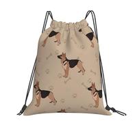 Hnnkloy Huellas de pastor alemán,Mochila con cordón unisex, bolsa deportiva para gimnasio, mochila informal para el día a día.