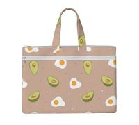 Hnnkloy Huevo y aguacate,Bolsa de lona para documentos con cremallera, bolso de mano, maletín para la escuela y la oficina.