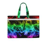 Hnnkloy Humo colorido abstracto negro,Bolsa de lona para documentos con cremallera, bolso de mano, maletín para la escuela y la oficina.