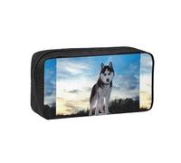 Hnnkloy Husky Siberiano,Estuche de lápices de Gran Capacidad, portátil, para bolígrafos, Bolsa de papelería para la Escuela y la Oficina.