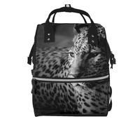 Hnnkloy Imagen en blanco y negro de un leopardo.Mochila de maternidad de gran capacidad, bolso cambiador, mochila de viaje para actividades al aire libre.