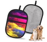 Hnnkloy Impresión de Arte en Acuarela con Hermosa Tinta., Paquete de 2 Guantes para Eliminar el Pelo de Mascotas, Guantes de Aseo antiestáticos para Perros y Gatos.