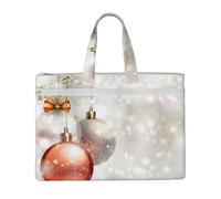 Hnnkloy Impresión de bolas de Navidad,Bolsa de lona para documentos con cremallera, bolso de mano, maletín para la escuela y la oficina.