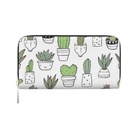 Hnnkloy Impresión de Cactus Dibujada a Mano,Carteras de Cuero PU de Gran Capacidad para Hombres y Mujeres.