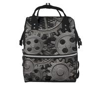 Hnnkloy Impresión de engranajes metálicos antiguos.Mochila de maternidad de gran capacidad, bolso cambiador, mochila de viaje para actividades al aire libre.