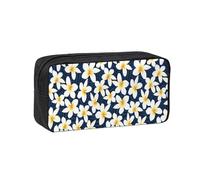 Hnnkloy Impresión de Flor de Plumeria Frangipani Blanca Tropical,Estuche de lápices de Gran Capacidad, portátil, para bolígrafos, Bolsa de papelería para la Escuela y la Oficina.