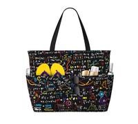 Hnnkloy Impresión de fórmulas matemáticas coloridas,Bolso de playa de gran capacidad, bolso de hombro de viaje para mujer, bolso de mano impermeable.