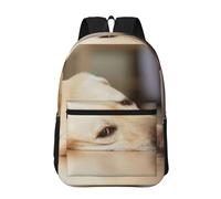 Hnnkloy Impresión de Labrador Retriever amarillo,Mochila informal de 17 pulgadas con bolsillos, resistente al agua, para la escuela.