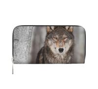 Hnnkloy Impresión de Lobo Salvaje,Carteras de Cuero PU de Gran Capacidad para Hombres y Mujeres.