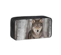 Hnnkloy Impresión de Lobo Salvaje,Estuche de lápices de Gran Capacidad, portátil, para bolígrafos, Bolsa de papelería para la Escuela y la Oficina.